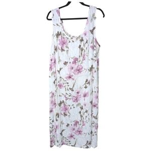 Vintage Y2K Connected Woman Floral Midi Dress Crinkle Sleeveless Sz. 22W‎ Boho